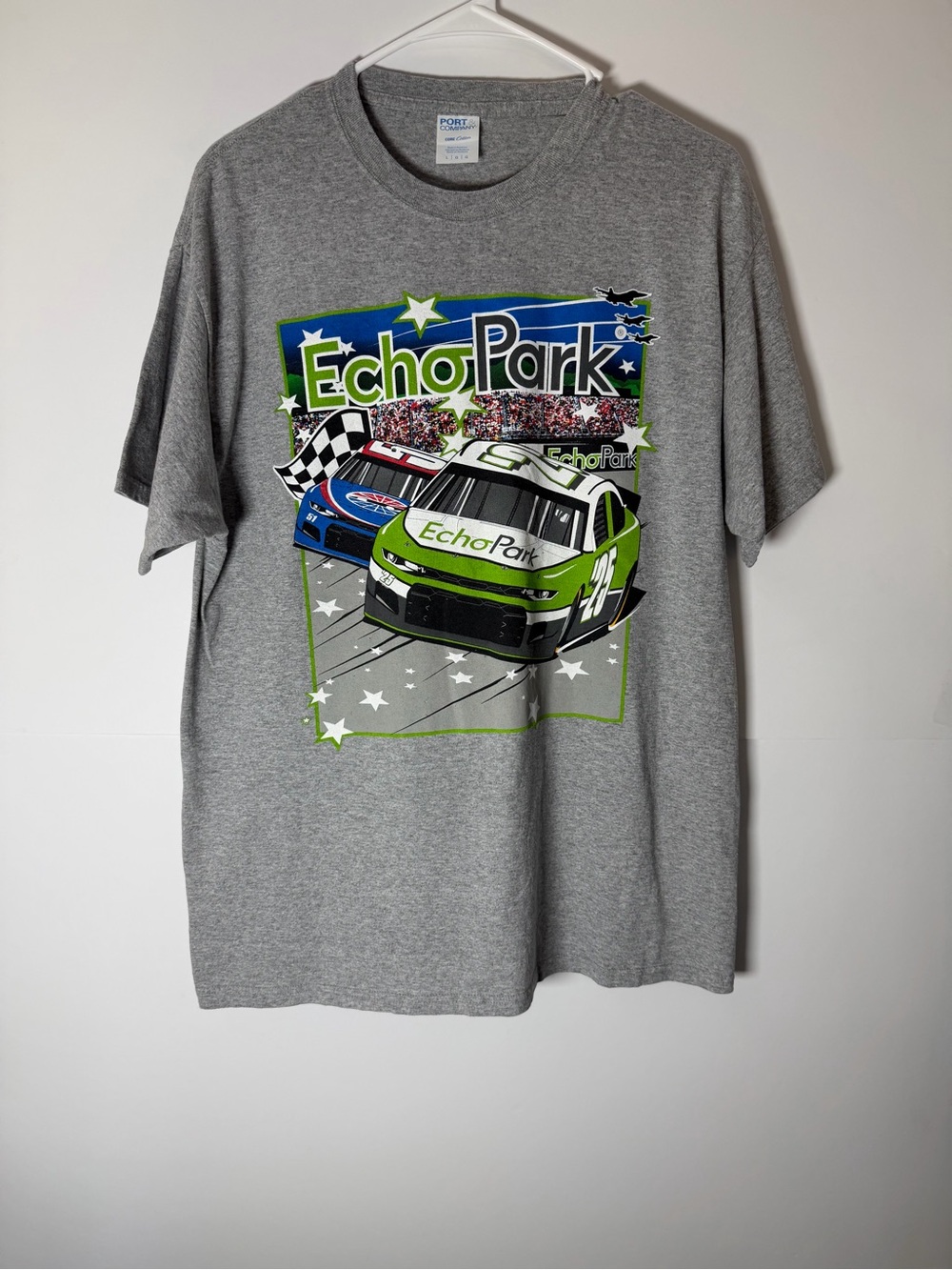 Short-Sleeve Racing Graphic Tee - Gray & Green